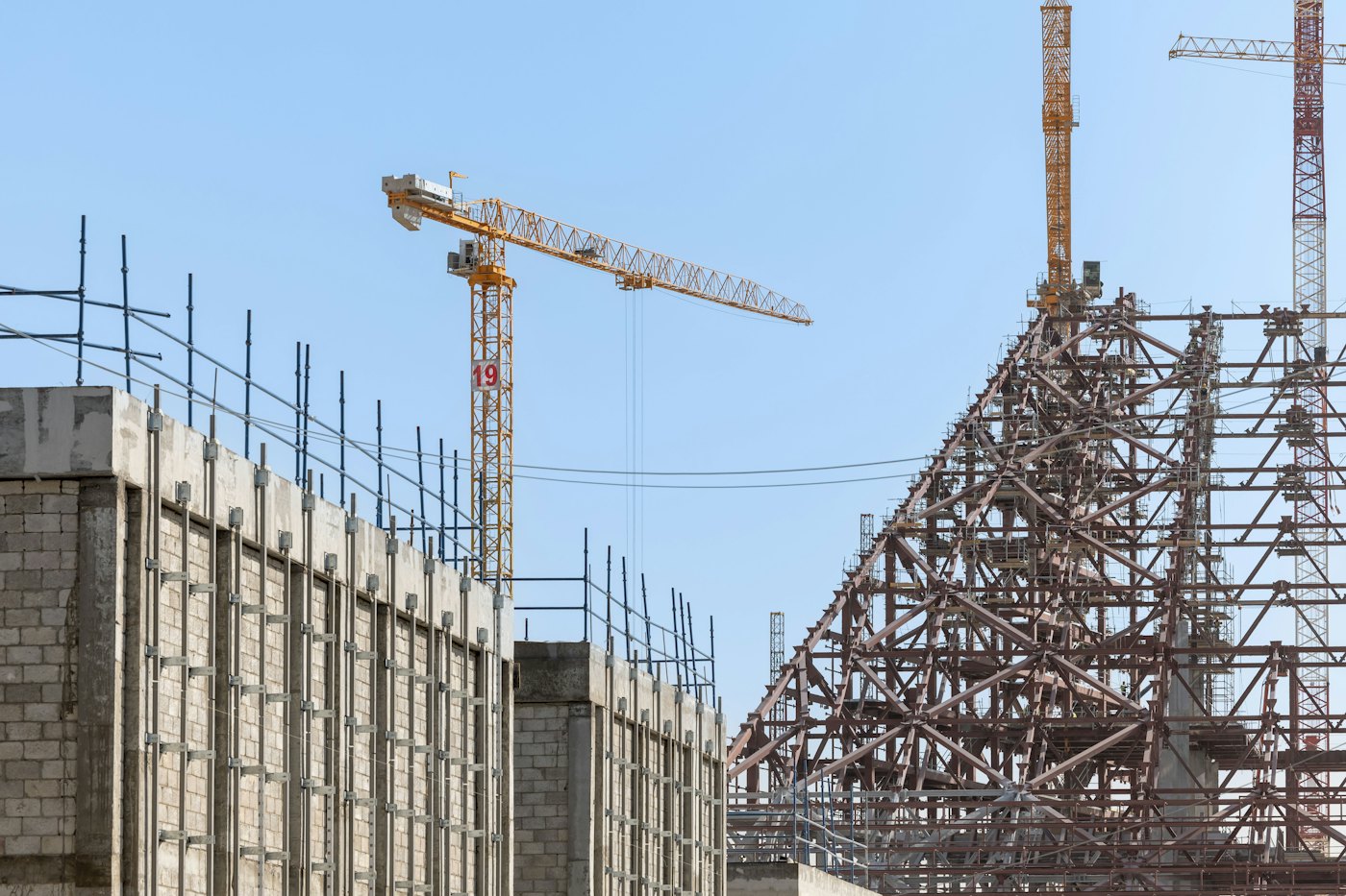 Tower cranes on a construction site in Riyadh