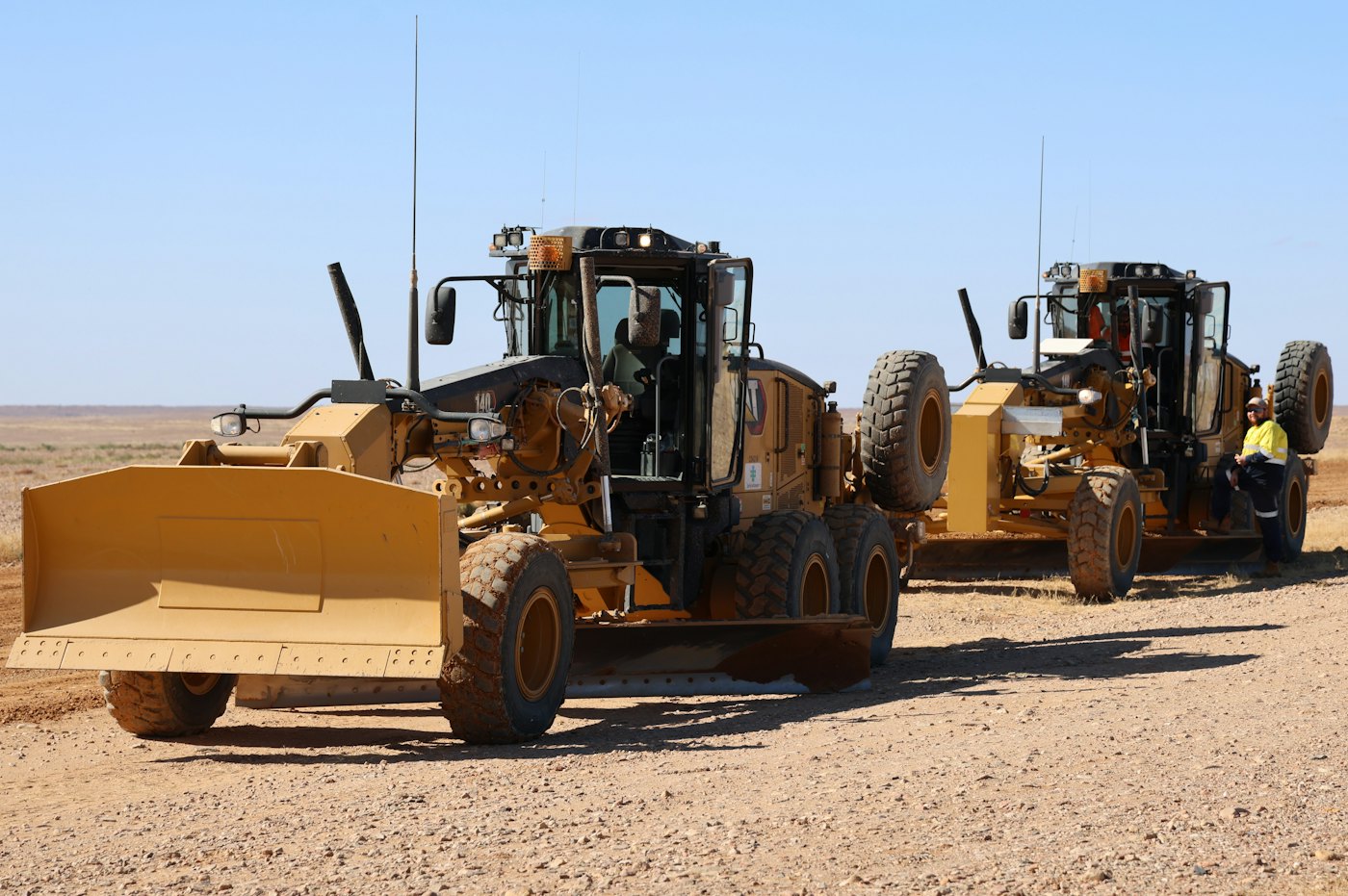 Heavy equipment on a desert site